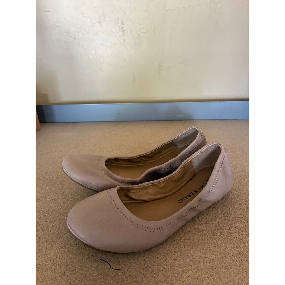 Lucky Brand Emmie Ballet Flats Blush Pink Leather Round Toe Whipstitch Size 6W